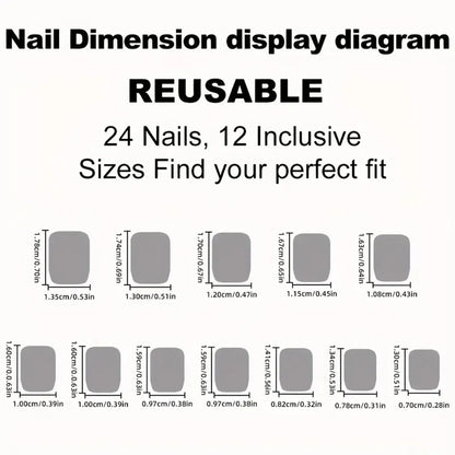 Set of 24 Blushimmer short square fake nails with halo dyed gradient heart and colorful French design, European and American style.