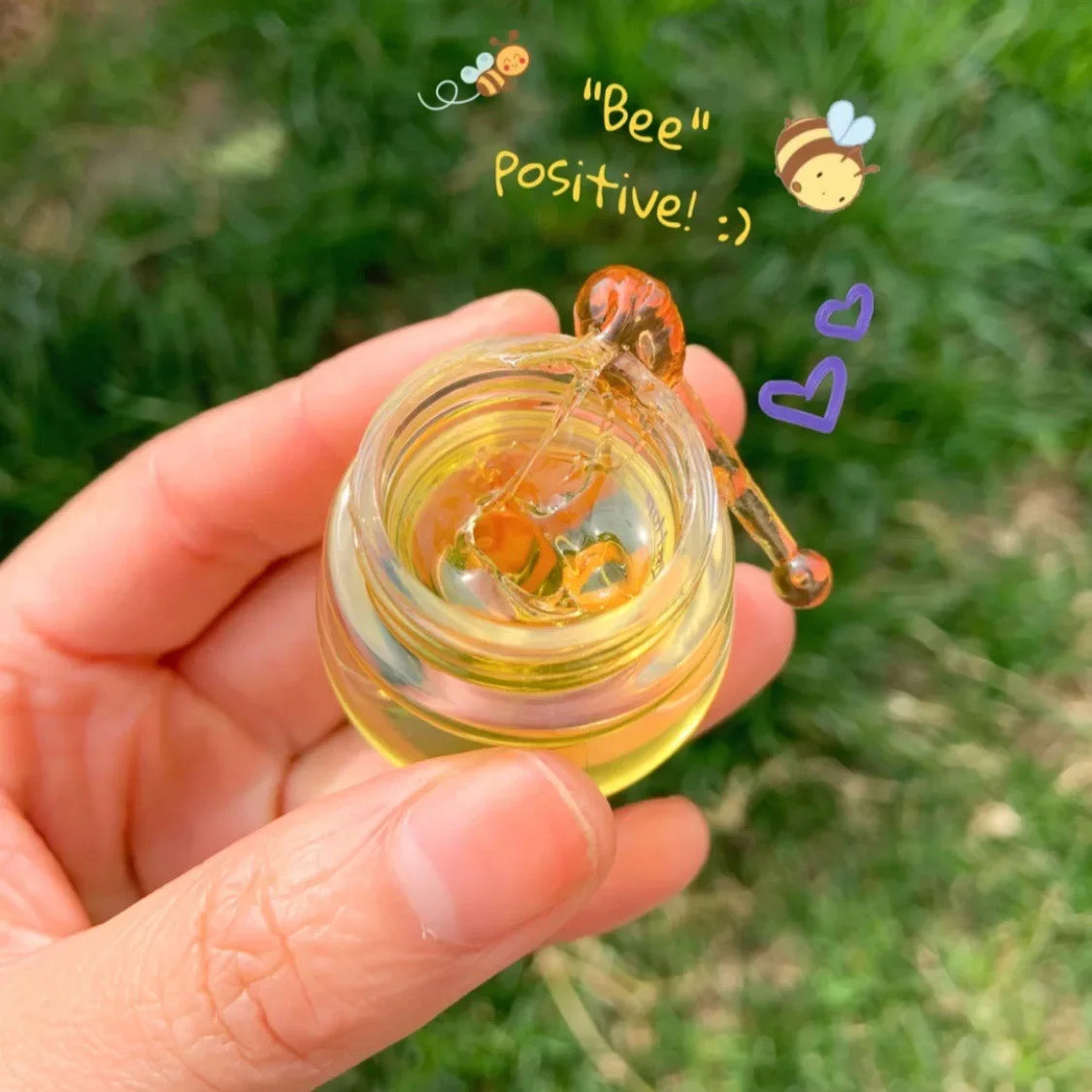 Blushimmer transparent honey pot lip mask with applicator, designed for moisturizing, lightening lip lines, and lip care.