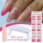 Blushimmer Harunouta 4-piece set of gradient nude pink jelly gel nail strips with waterproof, semi-cured finish and matching nail lamp.