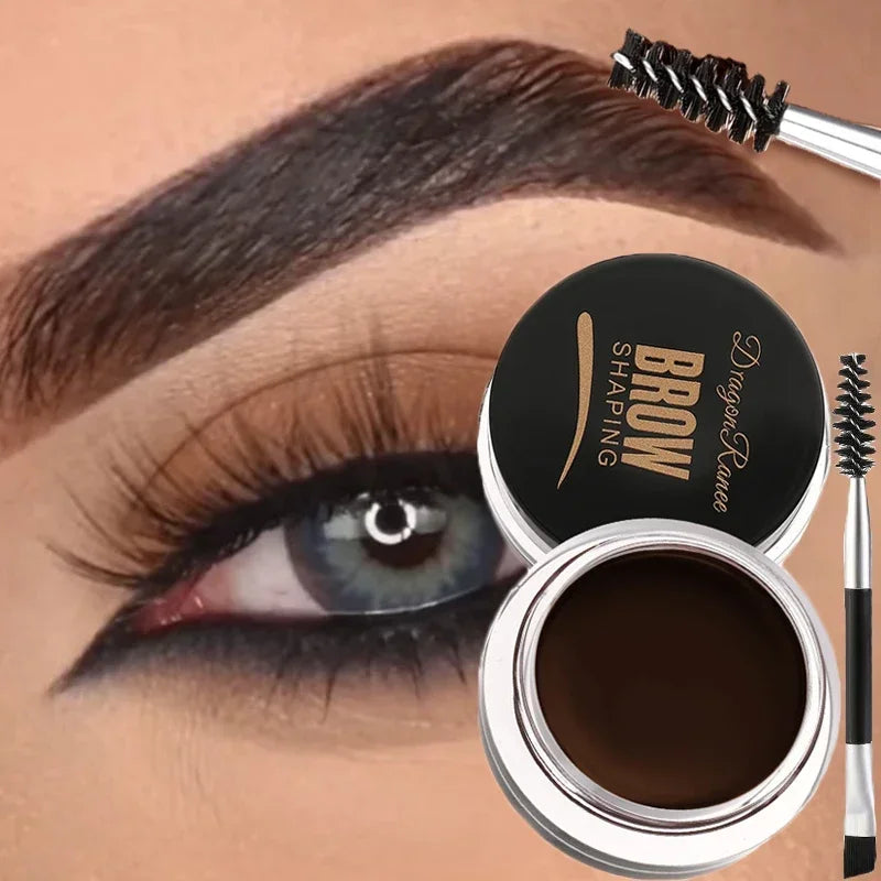 3D Wild Eyebrow Tint Cream by Blushimmer in waterproof matte brown-black gel, shown applied to eyebrows for natural definition.