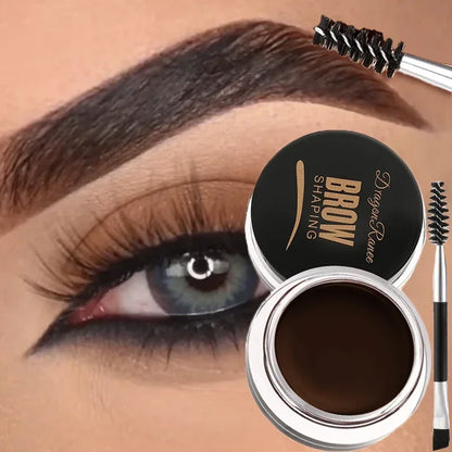 3D Wild Eyebrow Tint Cream by Blushimmer in waterproof matte brown-black gel, shown applied to eyebrows for natural definition.
