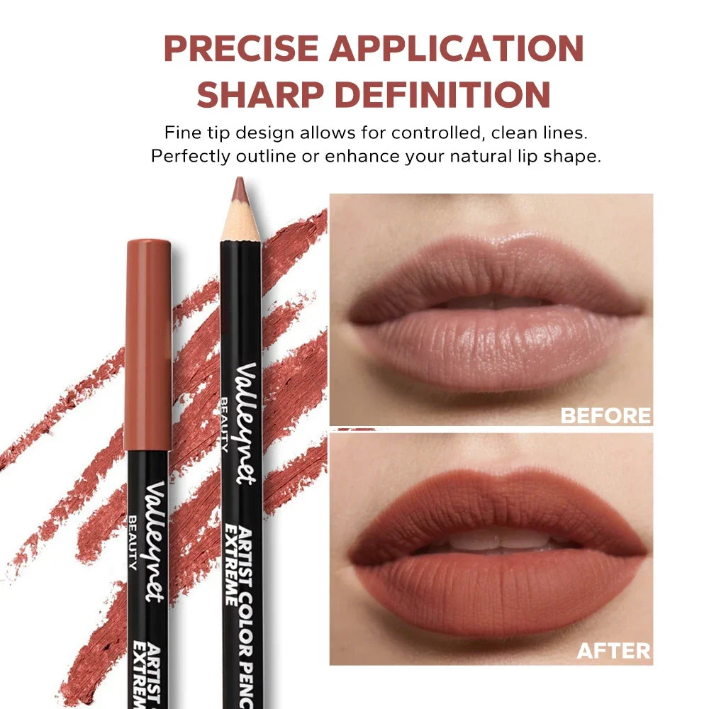 Set of four nude brown lip liners and eyeliners from Blushimmer, long-lasting matte waterproof lip cosmetics for women.
