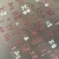 Cute red cherry bowknot 5D nail art stickers with shiny crystals, self-adhesive manicure decals by Blushimmer for DIY nail decoration.