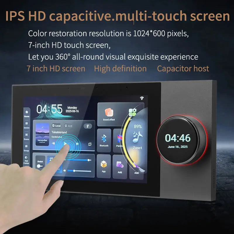 2026 New Designed 7 inch Smart Home Background Music Player Touch Screen Host  Built-in Tuya Smart Zigbee Gateway Wall Amplifier