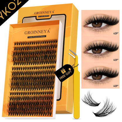 Blushimmer GROINNEYA Lashes Cat Eye Clusters, wispy fluffy individual eyelash extensions for DIY makeup application.