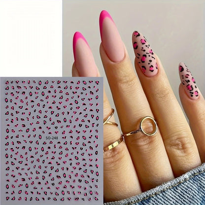 Three sheets of Blushimmer Meilad leopard print nail stickers for easy DIY nail decoration and party or wedding makeup.