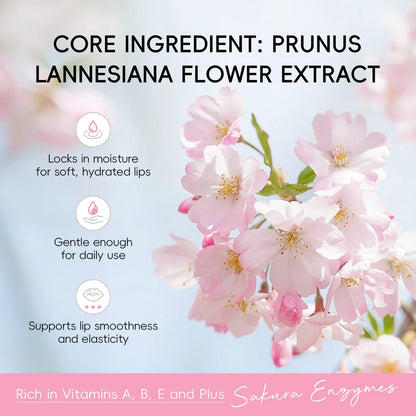 Blushimmer BIOAQUA Sakura lipstick set with cherry blossom design, moisturizing and brightening lip balm for nourishing hydrated lips.