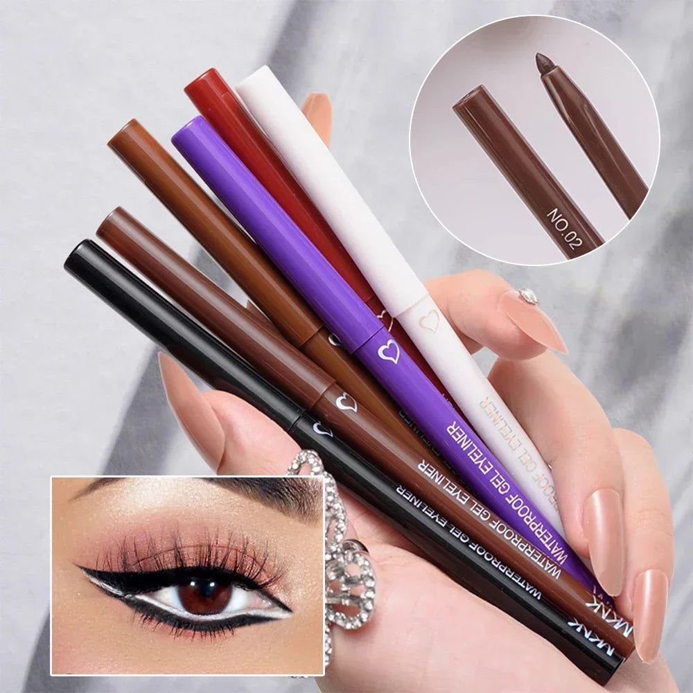 Waterproof Eyeliner Pen White Black Brown Long Lasting Quick-drying Pencil Not Blooming Liquid Eyeliner Gel Eyes Makeup Cosmetic