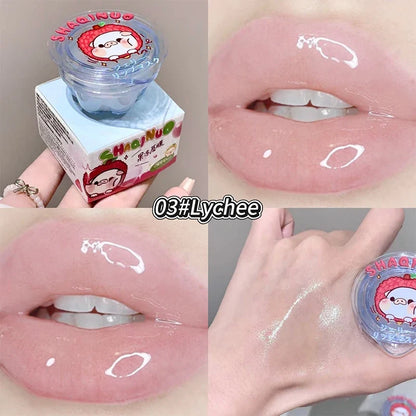 Blushimmer Shaqinuo Jelly Lip Mask in a red jar, moisturizing hydrating lip balm with fruit fragrance, ideal for dry, cracked lips.