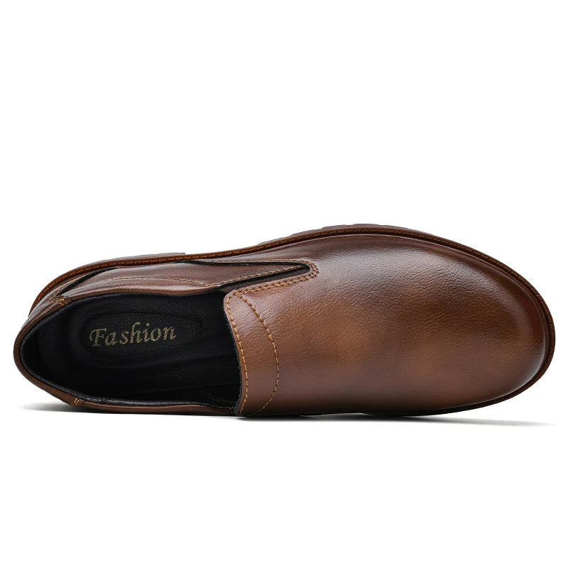 Mens Slip On Oxfords Loafers Casual Leather Shoes Pure Color New Arrival Italian Shoes Italian