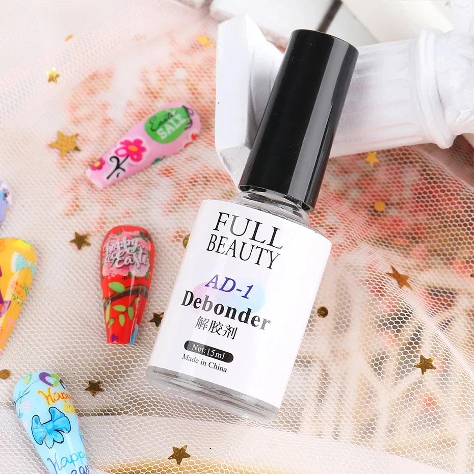 Blushimmer 15ml nail glue remover for false nail tips and gel, featuring a fast-dissolving liquid for easy removal of press-on nails.