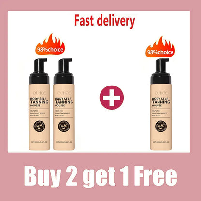 Blushimmer Summer Tanning Body Mousse in 100ml with bronze glossy finish, promoting natural tan and moisturizing wheat skin cream