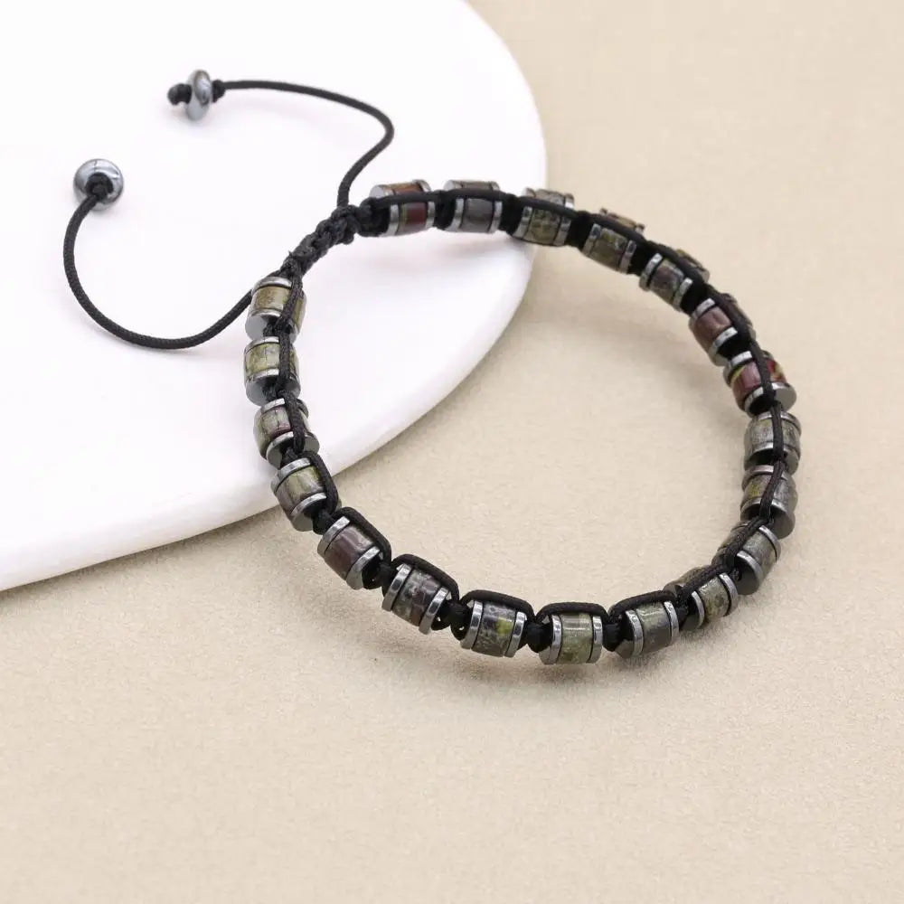 Men's Bracelet Natural Stone Hematite Dragon Blood Beads Braided Bracelet & Bangle Women Couple Health Handmade Jewelry Gifts