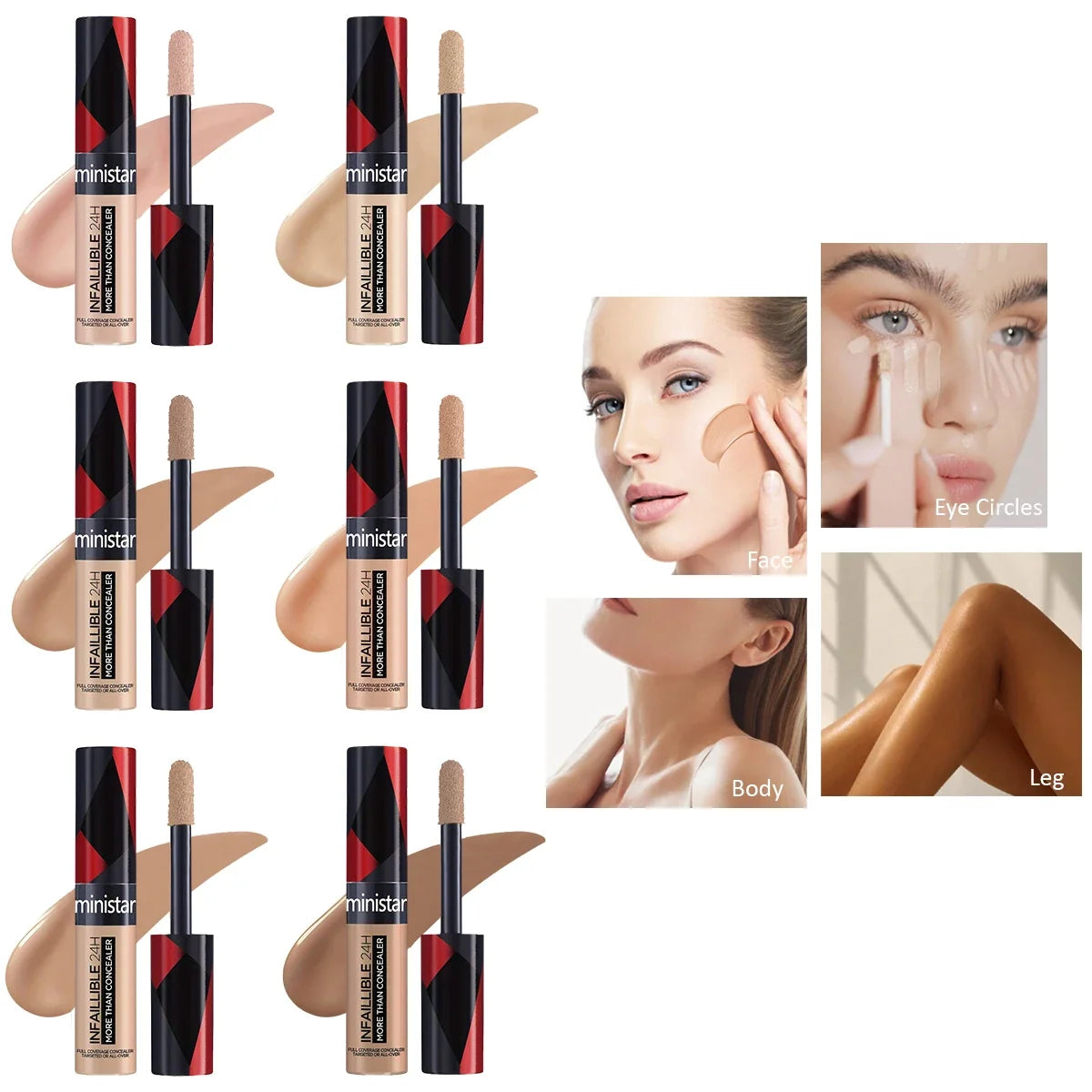 Blushimmer full coverage waterproof concealer tube, showing its sleek design and applicator for flawless skin makeup.