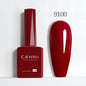 Blushimmer CANNI Hema Free Nail Gel Polish Fall Collection with semi-permanent long wear top coat in vibrant red and jelly nude shades.