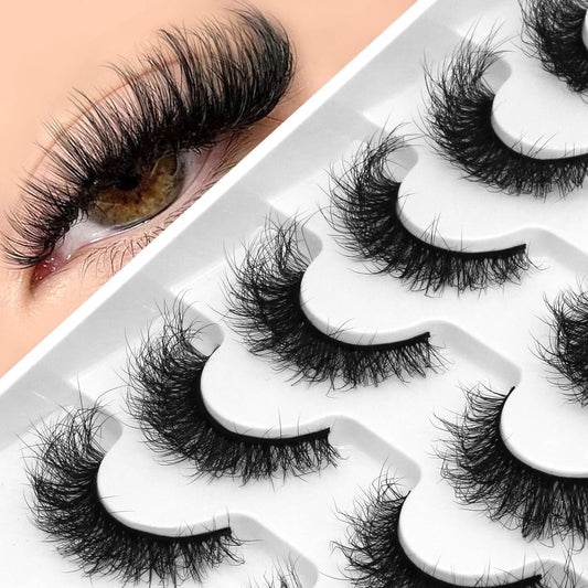 Blushimmer GROINNEYA Fake Lashes with fluffy cat eye style, 8D volume, D curl, dramatic thick false mink eyelashes on full strip