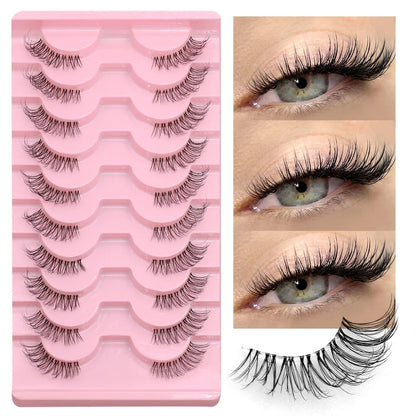 Blushimmer Groinneya half lashes with soft, natural clear band, wispy faux mink for a subtle, natural eyelash extension look
