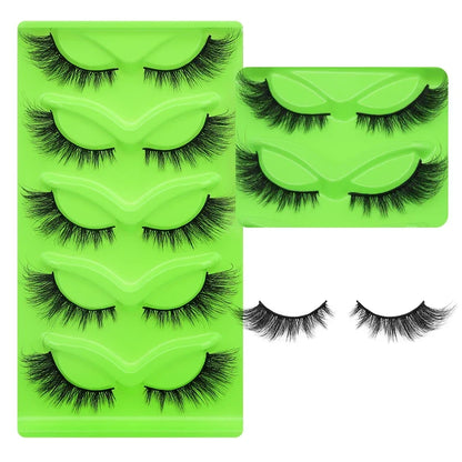 Blushimmer DINGSEN 5 pairs cat eye mink eyelashes with fluffy, wispy natural look strip lashes for a long, elegant cat eye style.
