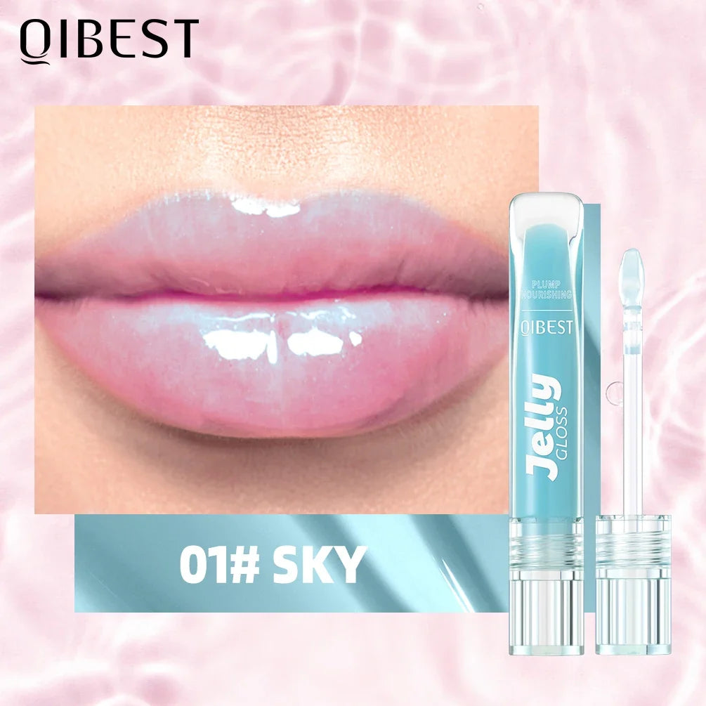 Blushimmer QIBEST Mirror Pearl Jelly Lipgloss with hydrating, lightweight, watery crystal finish and lasting moisturizing lipstick.