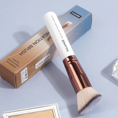Blushimmer MAANGE 2-piece foundation makeup brush set with flat angled kabuki brushes for liquid, blush, and powder application
