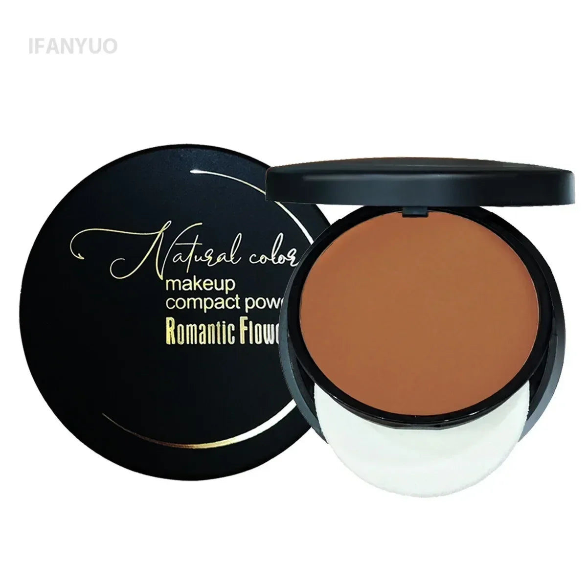 Blushimmer Wheat Bronzing Powder palette for dark skin with matte finish, includes contour, concealer, foundation, powder puff, and mirror.