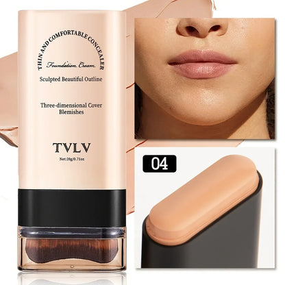 Blushimmer TVLV Velvet Moist Light Eraser Foundation Stick with brush, long-lasting flawless concealer for face makeup.