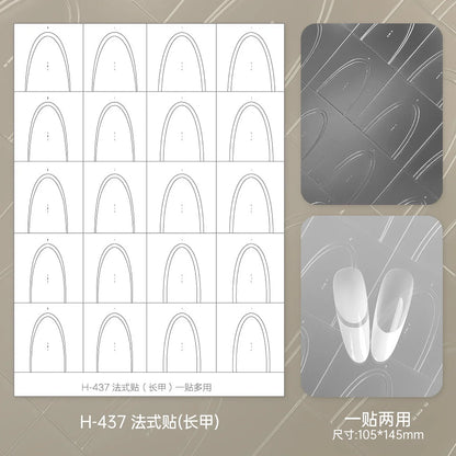 Kaniu Transparent Hollow French Nail Stickers Snowflake Starry Design Nail Art Decal Self-Adhesive Manicure Stencil Template
