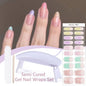 Blushimmer Harunouta 4-piece set of nude pink gradient jelly semi-cured gel nail strips with waterproof long-lasting wraps and nail lamp.