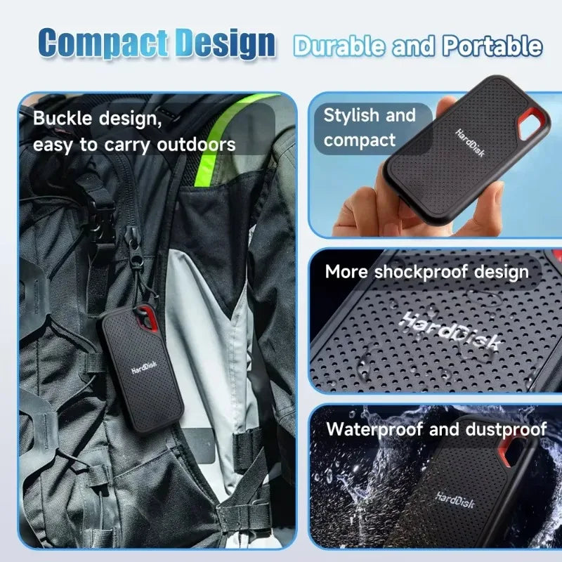 Real Portable Hard Drive 1TB External Hard Drive 4TB SSD 128TB High-speed Hard Disk USB3.2 Soild State Drives for Laptop/Mac/PC