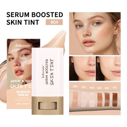 Blushimmer balm serum stick foundation with silky texture, moisturizing coverage, and natural skin tone enhancement.