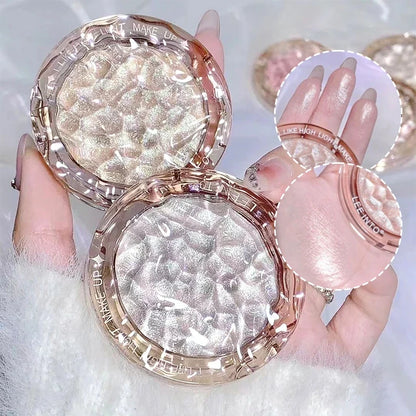 Blushimmer Crystal Bright Light high gloss powder with pearl finish, brightening makeup blush for young girls, fine flash glow.