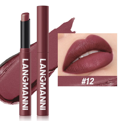 Blushimmer 12-color matte lipstick set featuring long-lasting, waterproof velvet finish lipsticks with smooth, non-fading color.