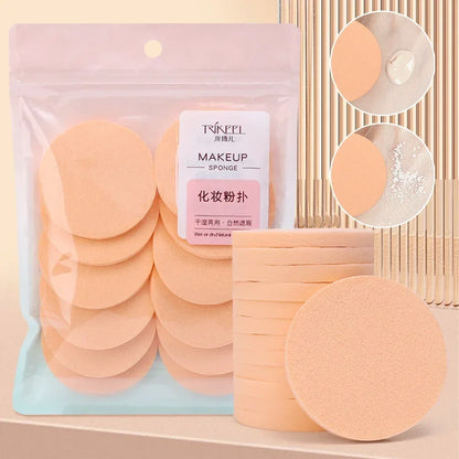 Set of 12-120 round sponge powder puffs by Blushimmer for wet and dry makeup application, ideal for BB cream, foundation, and face cosmetics.