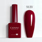 Blushimmer CANNI Hema Free Nail Gel Polish Fall Collection with semi-permanent top coat, featuring red and nude jelly colors in 9ml bottle.