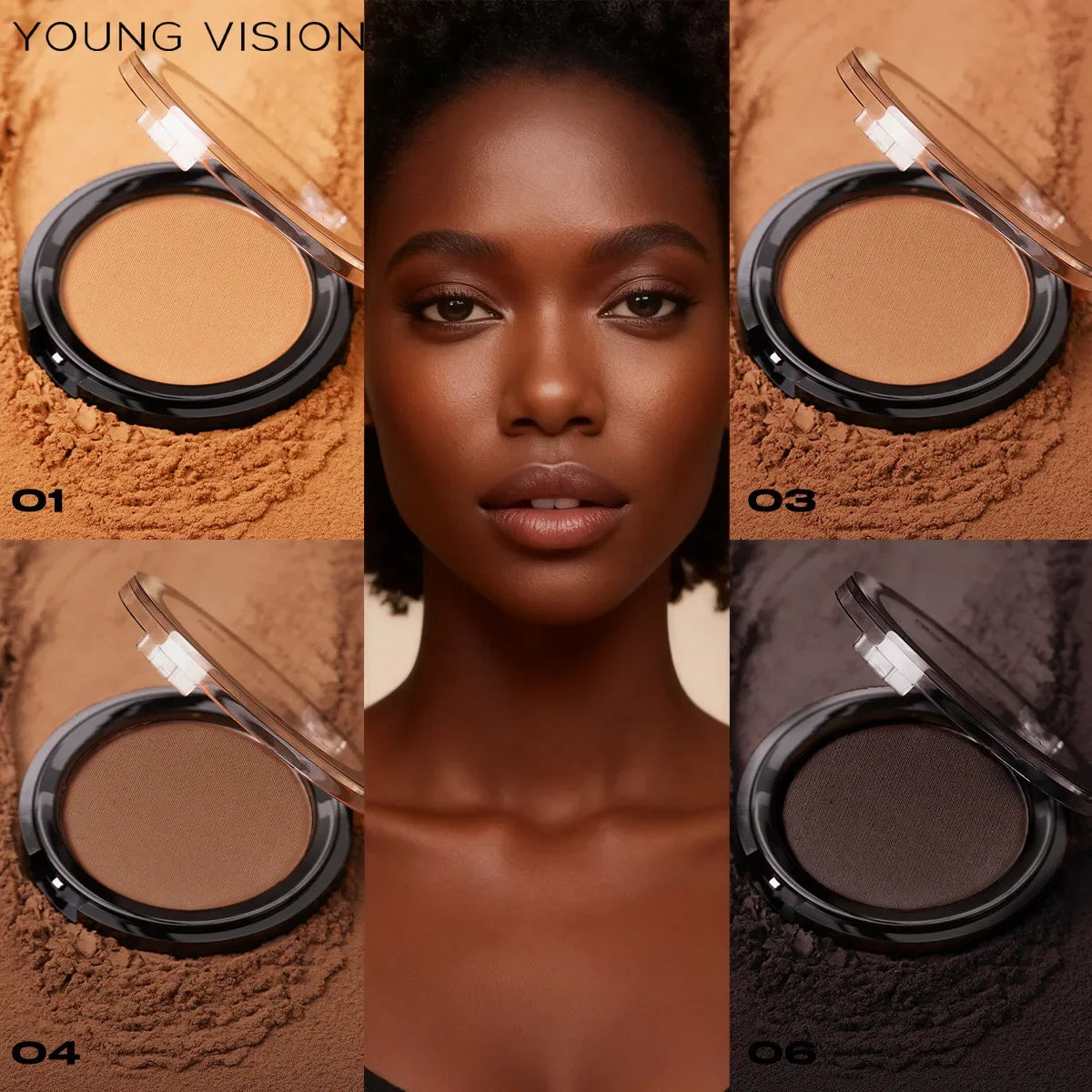 Blushimmer professional matte contour powder palette with bronzer and highlighter for 3D face shaping makeup application.