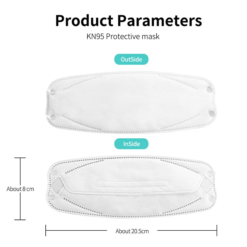 10-100PCS mascarillas FFP2 Face Mask CE Approved FPP2 Disposable KN95 KF94 Facial Mouth Black Fish Masks FFP2MASK kf94mask