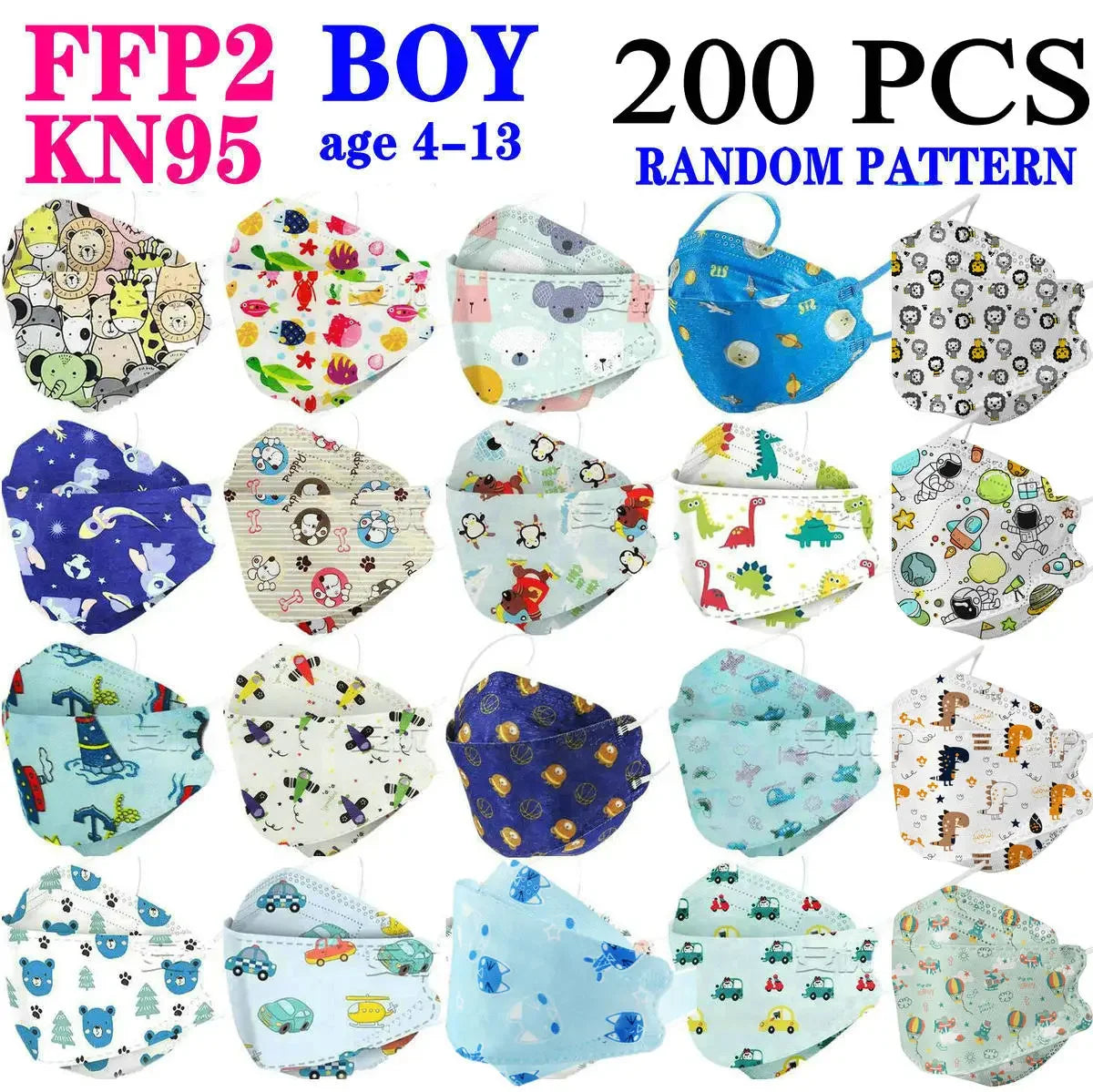 Child FFP2 KN95 Mask Kid 4-12 8-15Years Old Cartoons Masque Boys Girls Children Mascarillas CE Face Mask Safety fpp2