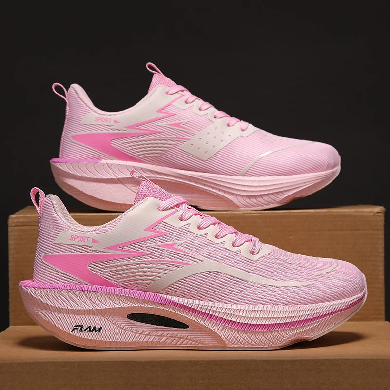 Running Shoes Men Sports Marathon Air Cushion Carbon Board Breathable Lightweight Comfortable Women Athletic Nonskid Sneakers
