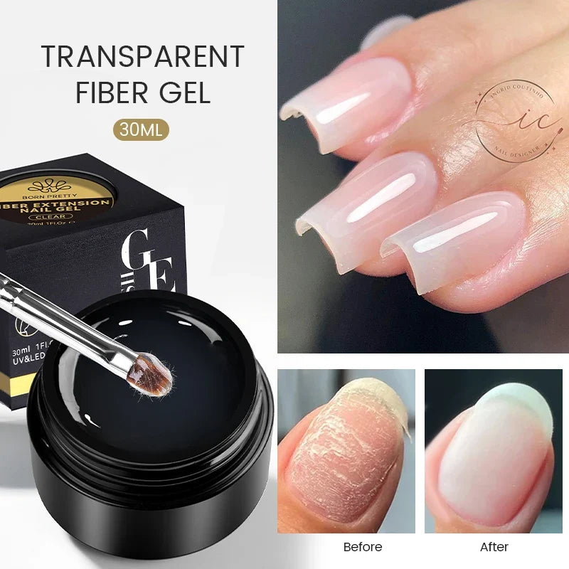 Born Pretty 30ml milky white hard gel for nail extensions, UV soak-off construction gel, clear acrylic nail polish, Blushimmer brand