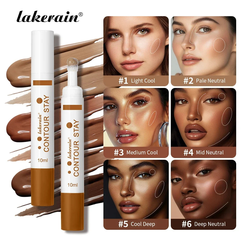 Blushimmer moisturizing liquid contour and concealer set with 6 colors, waterproof lightweight cream for face contouring and highlighting.