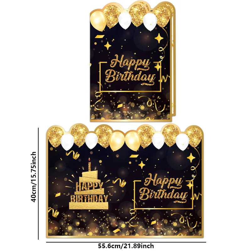 New Happy Birthday Black Gold Giant Birthday Guestbook Message Commemorative Card
