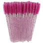 50-pack of Blushimmer disposable crystal eyelash brushes with diamond handles for eyebrow grooming and mascara application.