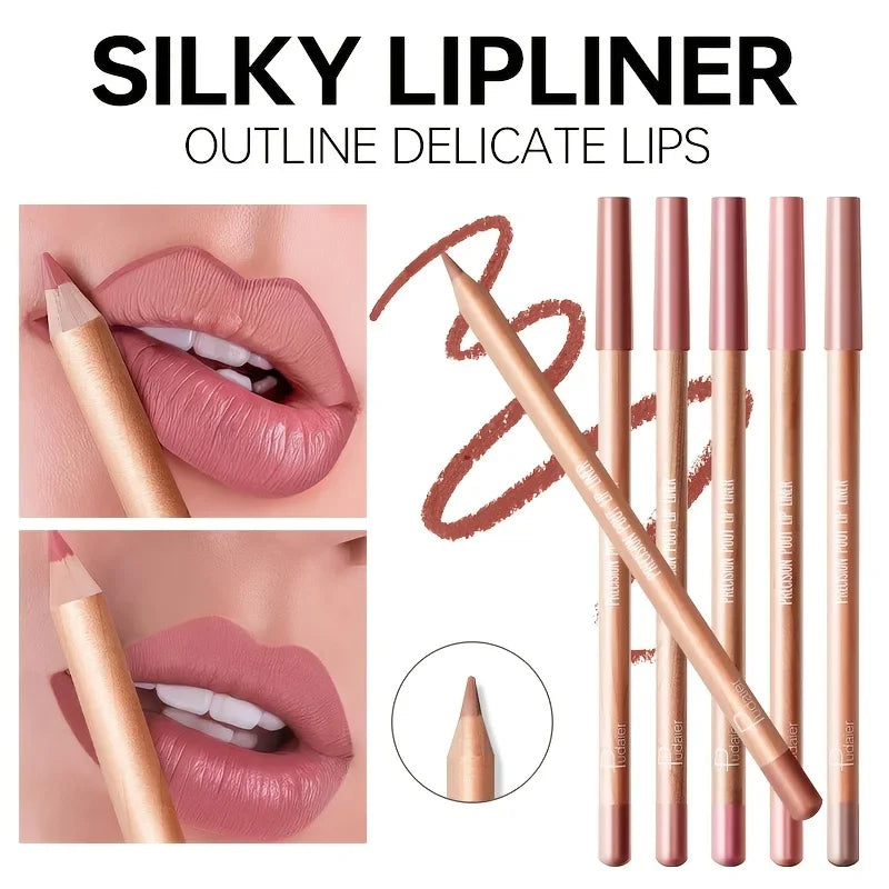Blushimmer nude matte lip liner pencil with long-lasting, waterproof, smudge-proof, precise, creamy formula for perfect lip definition.