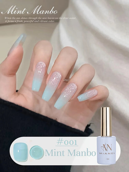 Blushimmer MIANEL 12ML Emperor Green cat eye gel nail polish with whiteening effect, suitable for nail salons and green nail designs.
