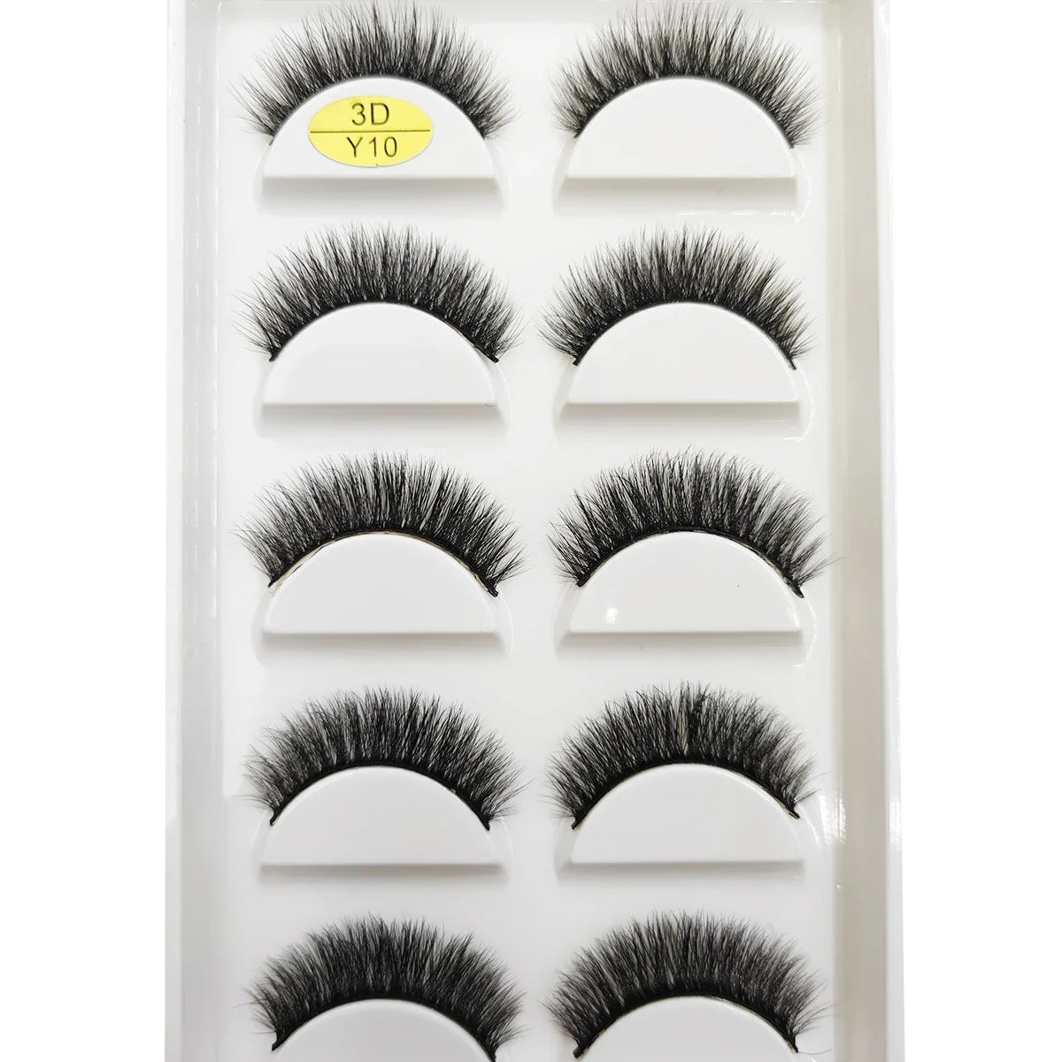 Five pairs of Blushimmer natural 3D mink false eyelashes with soft wispy, fluffy style for beauty and makeup looks.