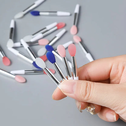 Set of 10 Blushimmer silicone mini lip and eye makeup brushes with transparent applicators for lipstick, lip mask, and eye makeup application.