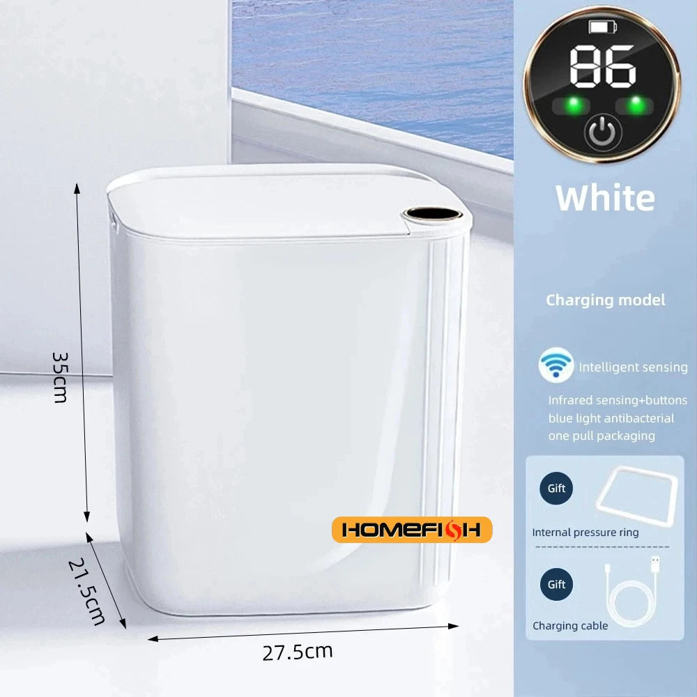 Smart Sensor Trash Can - Auto Wastebin with Screen & Type-C Charging, Suitable for Toilet/Kitchen/Bathroom, Smart Home Wastebask