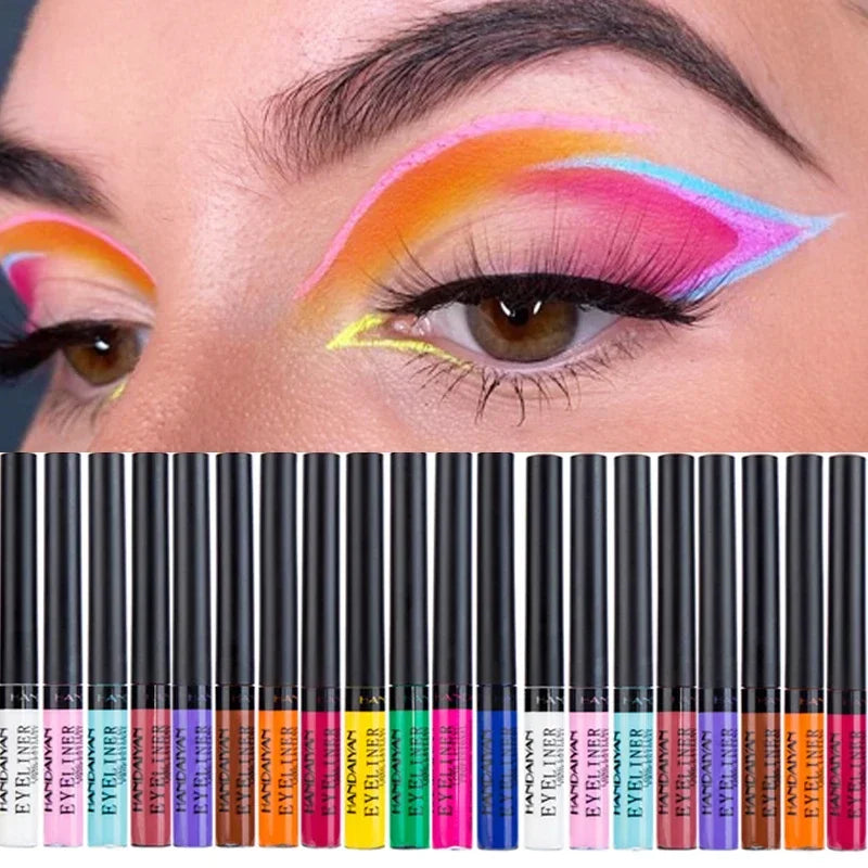 Close-up of Blushimmer waterproof liquid eyeliner pen with vibrant black ink tip and sleek black packaging.