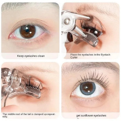 Blushimmer dual-type eyelash curler with comb, wide and partial clip options, waterproof, long-lasting, natural curl, unisex design