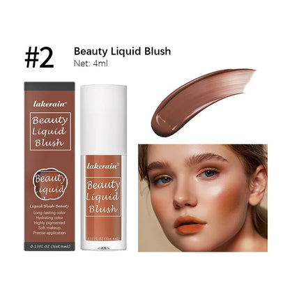 Blushimmer liquid velvet matte blush in orange-peach shade, waterproof cream cheek tint, 4ml, natural face pigment